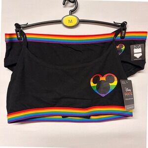 Disney Bralette Hipster Underwear Set NWT Pride Rainbow Disneyana Sleep Size M